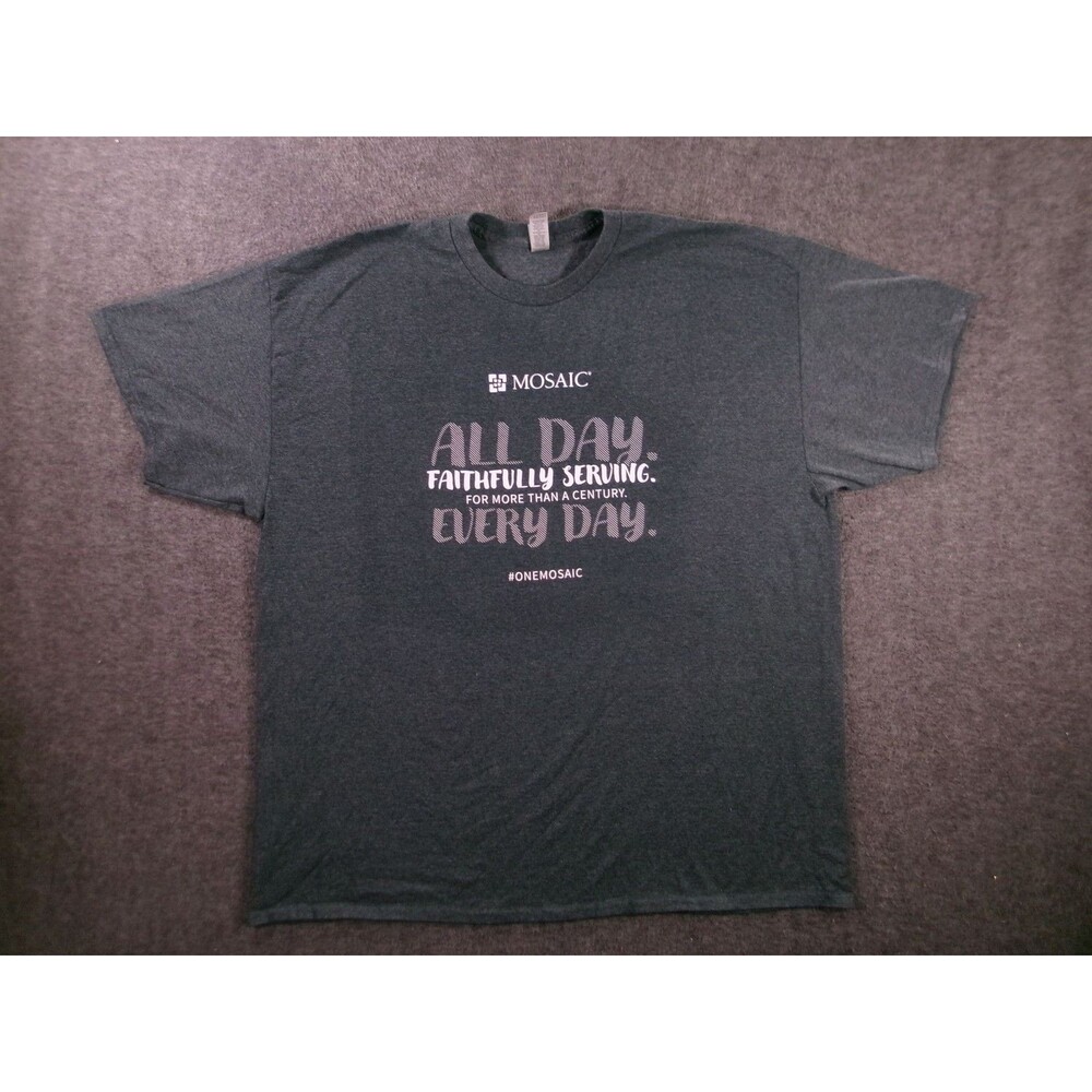 Mosaic Shirt Mens 2XL Dark Heather Graphic All Day Faithfully Serving Tee